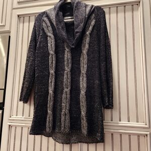 N Y Collection Cable Knit Cowl Neck Tunic Sweater Size L